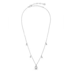 Dripping in Crystals Drop Necklace Silver